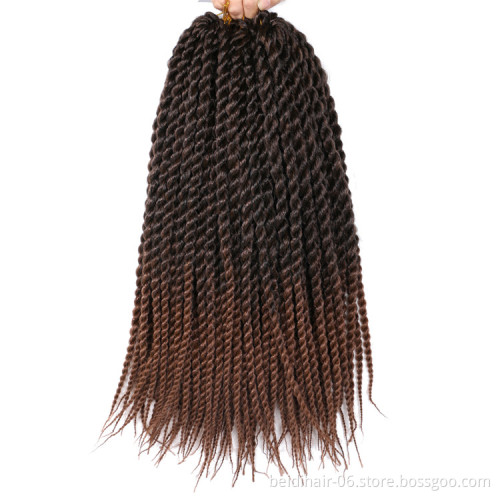 18inch Thick Senegalese Twist Braids Crochet Hair Prelooped Big Braids Synthetic Extension 12Strands/pack